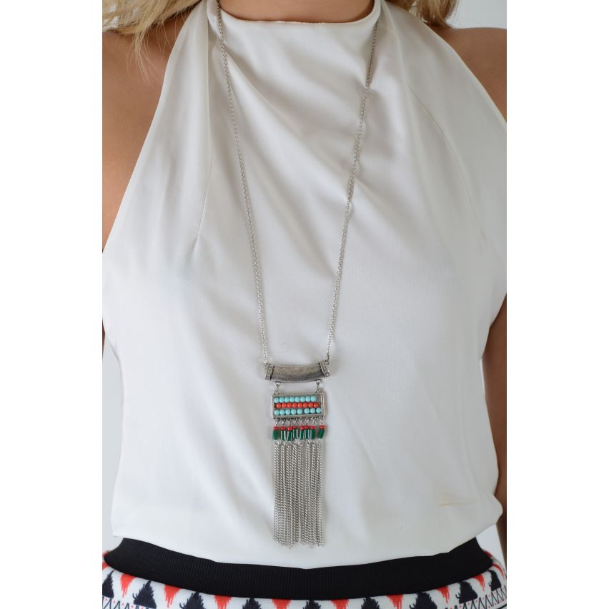 Lovemystyle Long geketend Tribal halsketting met metalen kwastjes