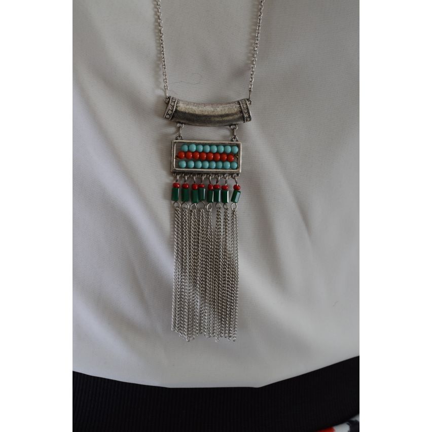 Lovemystyle Long enchaînés collier Tribal avec des glands métalliques