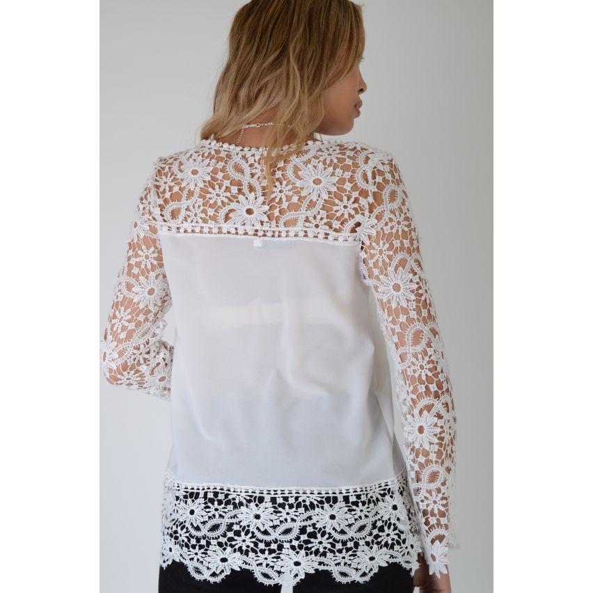 Lovemystyle White schiere Spitze mit langen Ärmeln Spitze