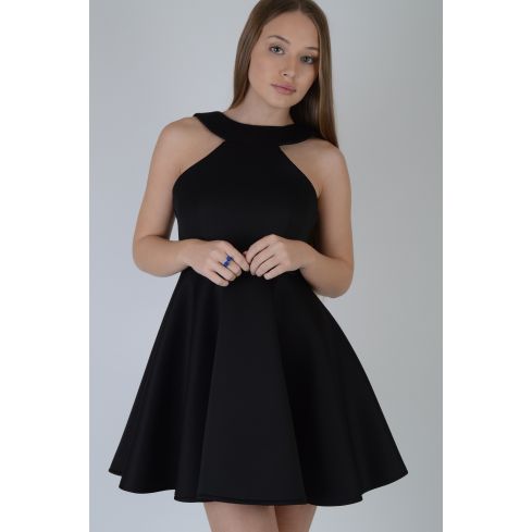 LMS negro vestido Skater con Corte escote