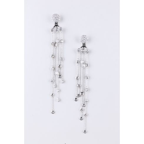 Lovemystyle Silver Long Chandelier Earrings With Diamantes