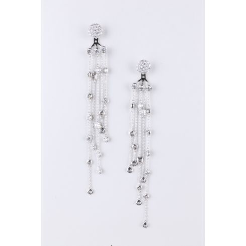 Lovemystyle plata Chandalier largo aretes con Diamantes