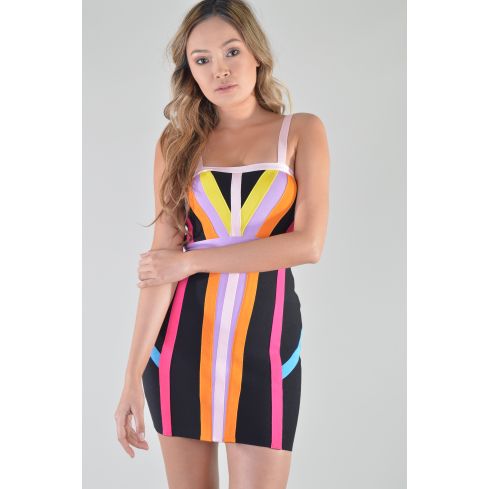 Lovemystyle Short Multicoloured Bandage Dress