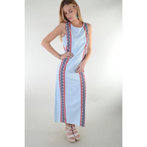 Lovemystyle Pastel Blue Maxi Dress With Side Split - SAMPLE