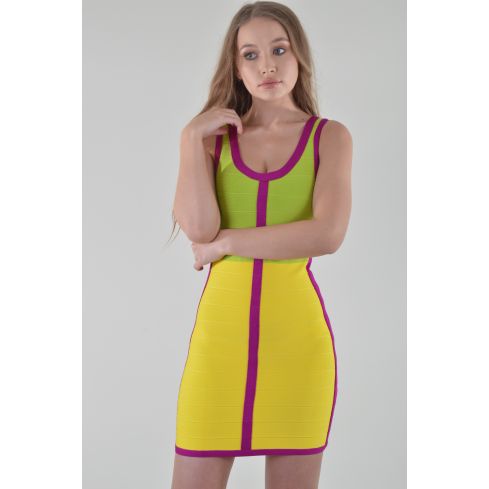 Lovemystyle Short Multicoloured Bandage Dress