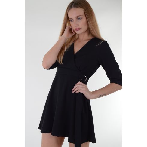 Lovemystyle Micro Black Skater Dress With 3/4 Sleeve - SAMPLE