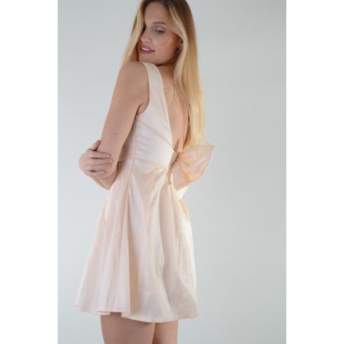 Lovemystyle soie Satin patineuse nue robe avec dos Bow Backless
