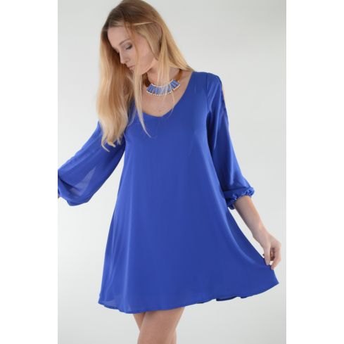 Lovemystyle Indigo Shift Dress With Cut Out Long Sleeve Detail - SAMPLE