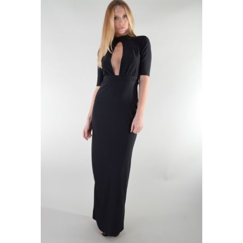 Lovemystyle Slinky Maxi Dress With Peak-A-Boo Detail And Split