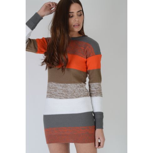 Lovemystyle Long à manches courtes avec des raies Jumper Dress