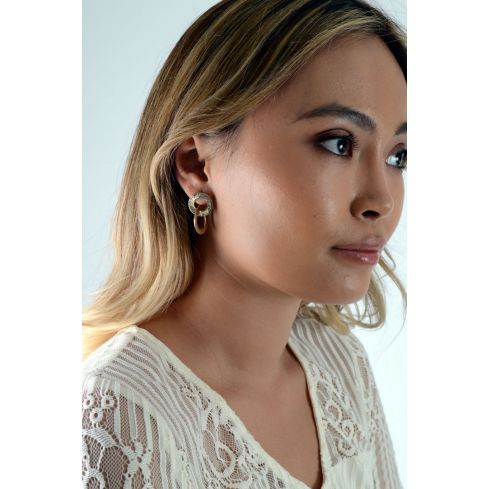 Lovemystyle Gold Interlocking Hoop Stud Earrings