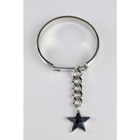 Lovemystyle Chunky Silver Bangle With Dangling Star Pendant - SAMPLE