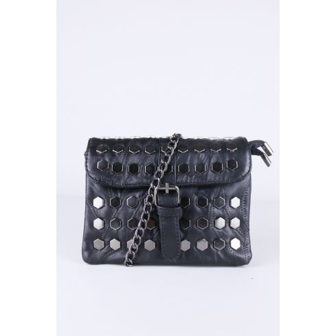 Lovemystyle Black Cross Body Bag With Studding And Chain Strap