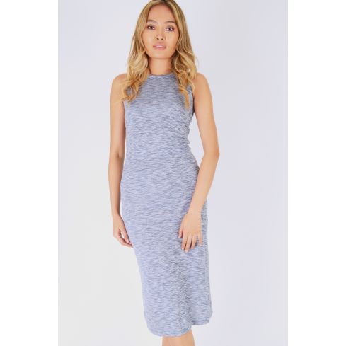 Double Agent Stretch Jersey Grey Marl Sleeveless Midi Dress