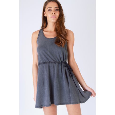 Double Agent Slate Grey Relaxed Fit Short Skater Dress