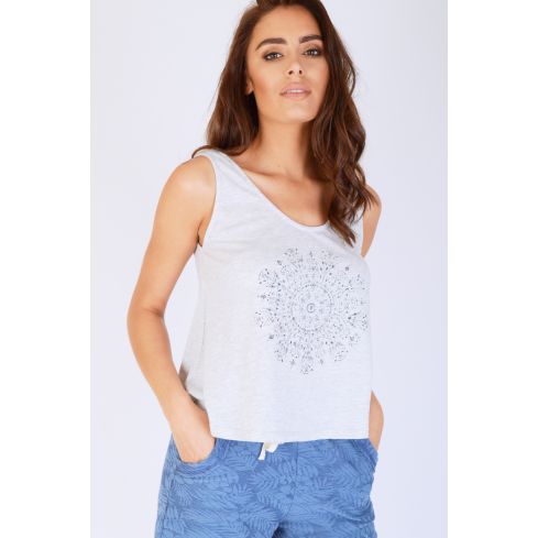 Double Agent Marl Grey Vest Top With Dream Catcher Graphic