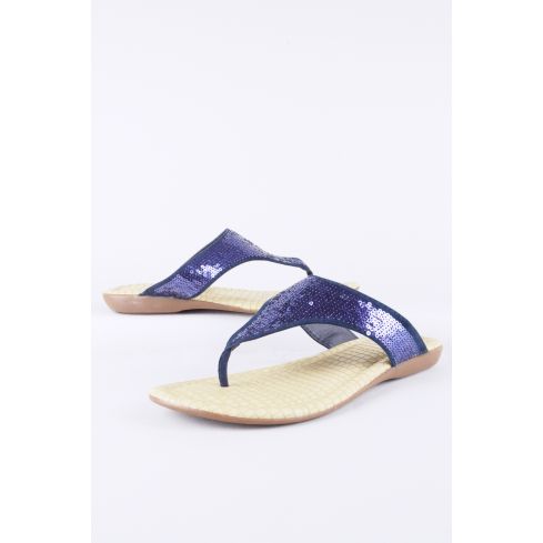 Lovemystyle Blue All Over Glitter Ankle Flip Flop Sandals