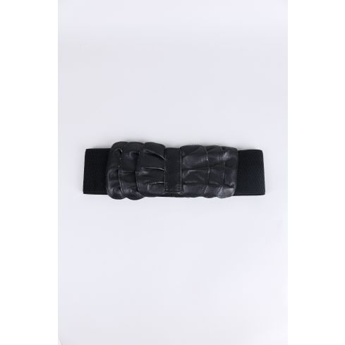 Lovemystyle Black Stretch Bow Front Belt With Popper Fastening