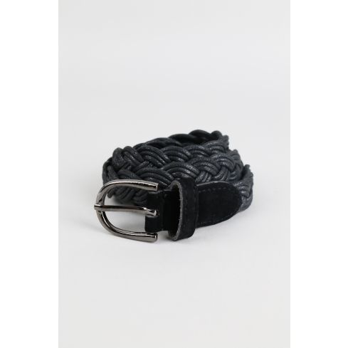 Lovemystyle Skinny Woven Black Belt With Silver Buckle