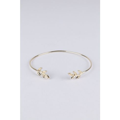 Lovemystyle guld metall armband armband med dubbel Leaf Design