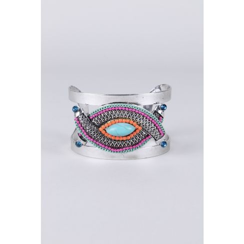 Lovemystyle Silver Bracelet avec perle Tribal embellissement