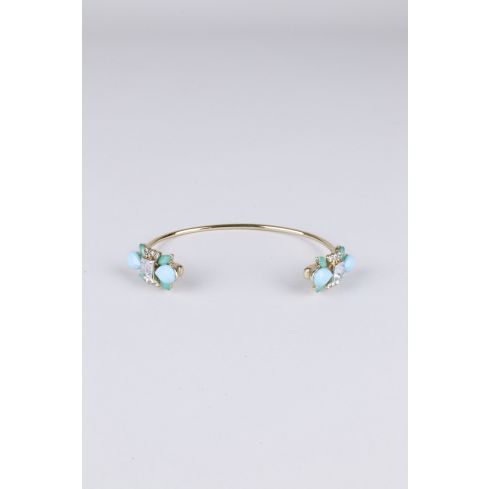 LMS Gold Bangle met Mint blauw, groen en duidelijke stenen