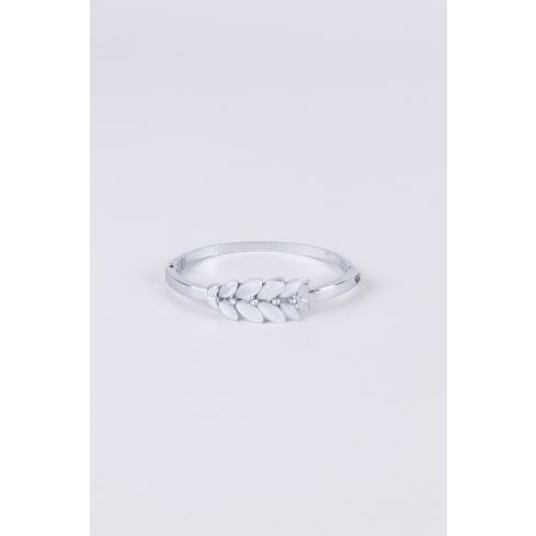 LMS Silver Metal Bracelet With Leaf Shaped Embellishment