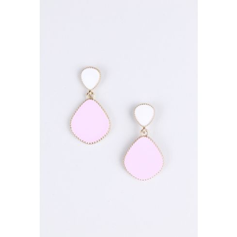 Lovemystyle White And Pink Drop Down Earrings