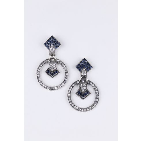 Lovemystyle Geometric Diamante Earrings In Blue