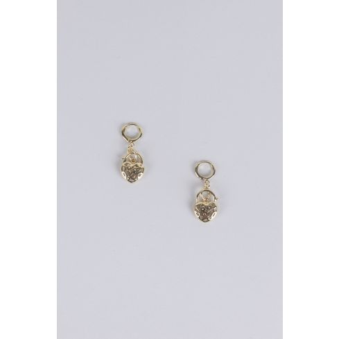 Lovemystyle Small Hoop Earring With Double Drop Charm In Gold