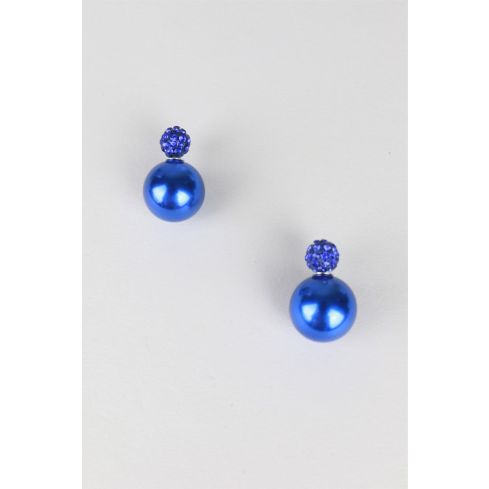 Les boucles d’oreilles boule Disco Lovemystyle bleu avec détail de Diamante