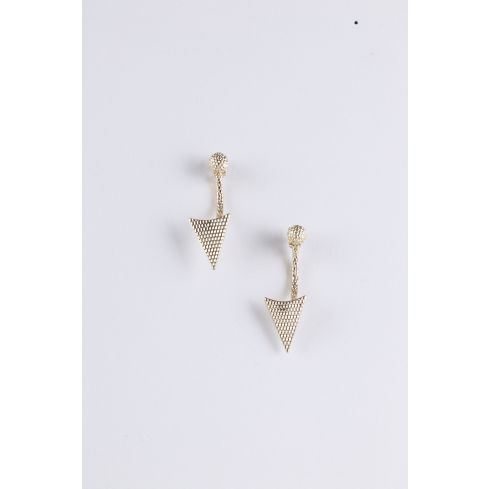 Lovemystyle Earring With Hanging Textured Triangle In Gold