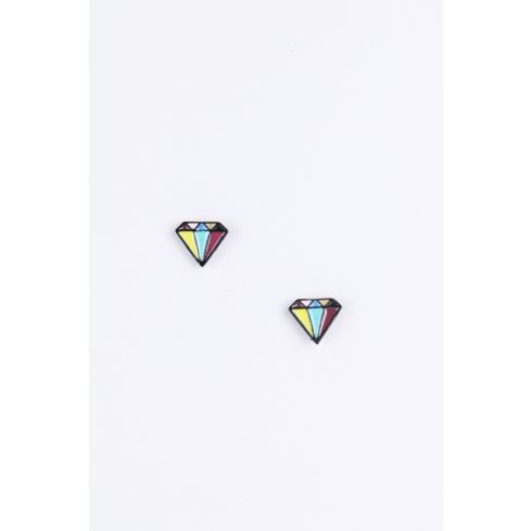Lovemystyle Multi färgad diamant formade örhängen