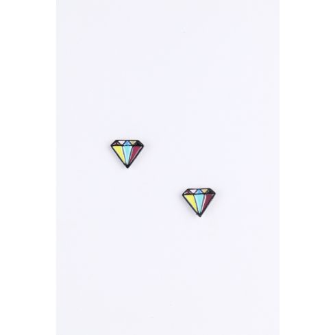 Lovemystyle Multi gekleurde diamant gevormde Stud Earrings