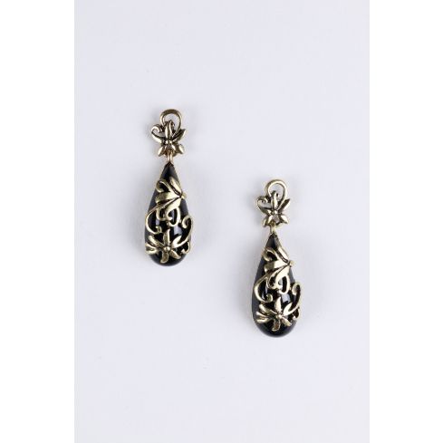 Lovemystyle Black And Gold Tear Drop Earrings