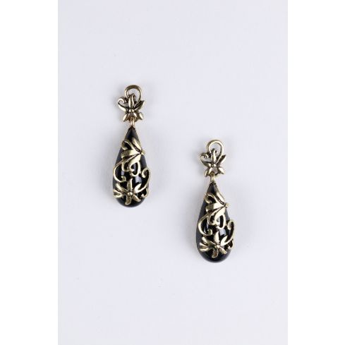 Lovemystyle noir et or Tear Drop boucles d’oreilles