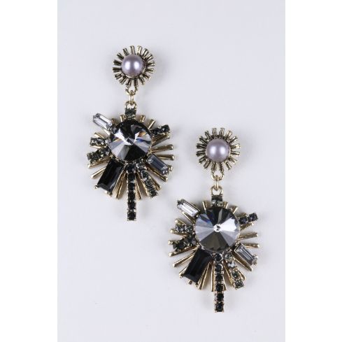Lovemystyle Gold Chandelier Earrings with Crystals