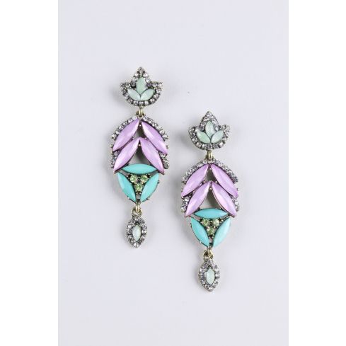 Lovemystyle Earrings with Diamante Detail and Pastel Stones