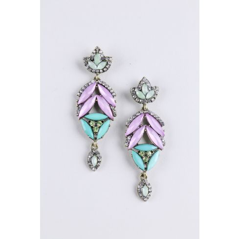 Lovemystyle pendientes con detalle de Diamante y piedras de colores Pastel