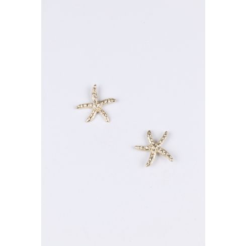 Lovemystyle Gold Star Fish Earring With Silver Diamantes
