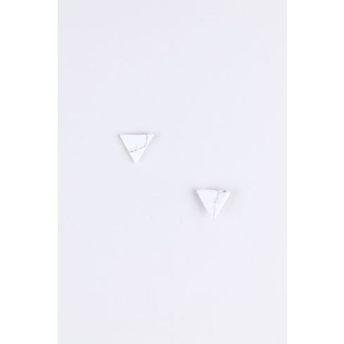 Lovemystyle White And Grey Marble Triangle Stud Earrings