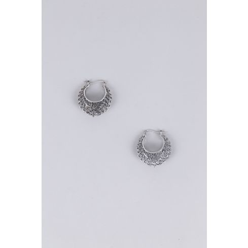 Lovemystyle Silver Ethnic Design Hoop Earrings