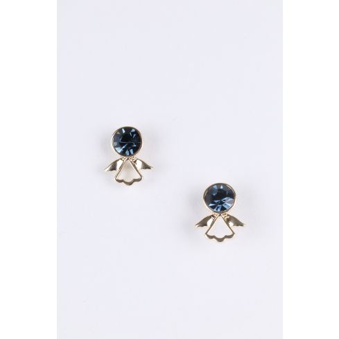 Lovemystyle or ange boucles d’oreilles avec cristal marine