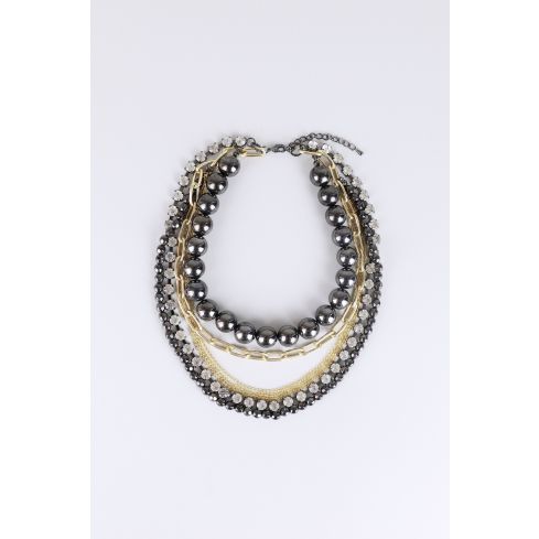 Lovemystyle Multi Layer Choker Necklace With Chains and Pearls