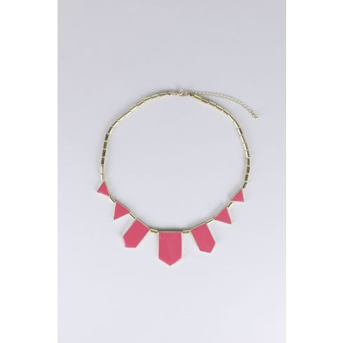 Lovemystyle Gold Necklace With Pink Shape Detail