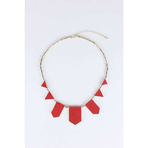 Lovemystyle Gold Necklace With Red Shape Detail