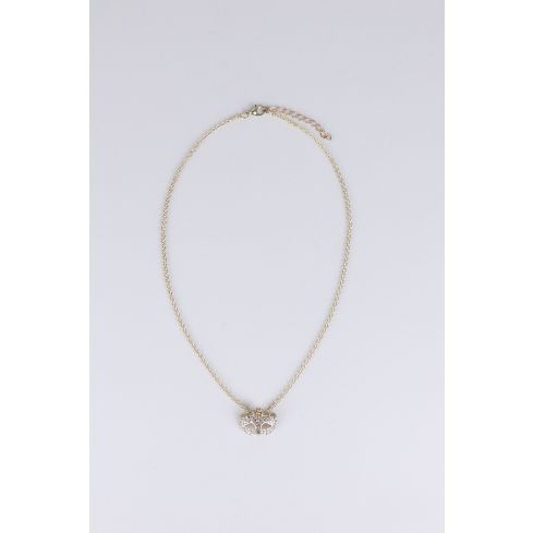 Lovemystyle Gold Delicate Necklace With Diamante Mask