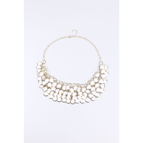 Lovemystyle Gold Statement Necklace With White Stones