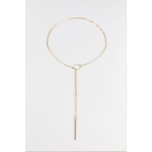 Lovemystyle Thin Gold Chain Plunge Hoop And Bar Necklace