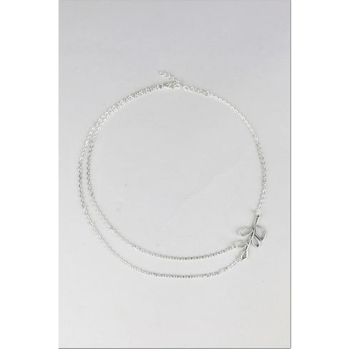 Lovemystyle Two Chain Silver Necklace With Leaf Design